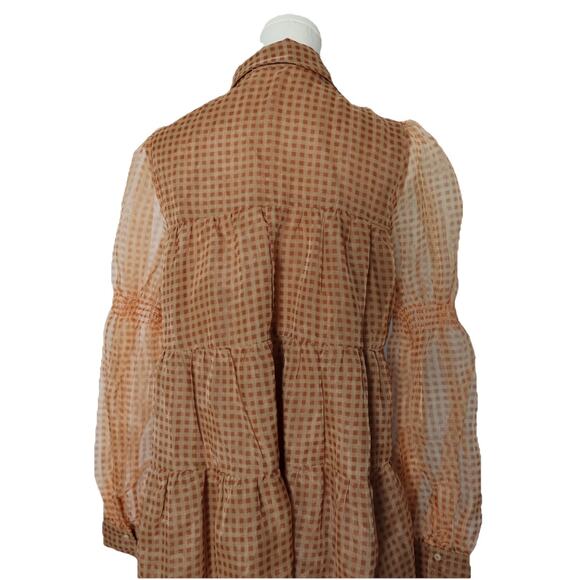 En Saison Gingham Organza Tiered Mini Dress Size M - Picture 9 of 14
